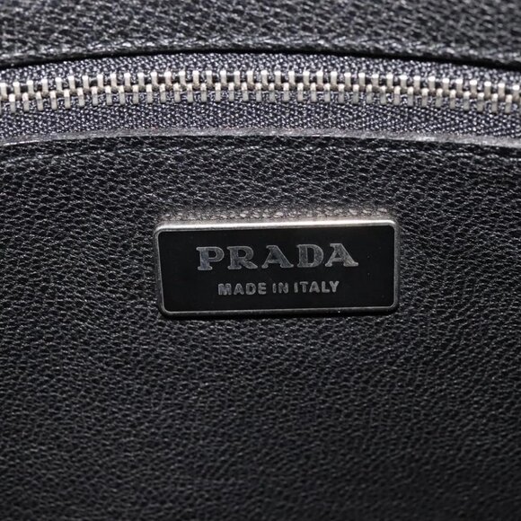 PRADA Clutch Bag Leather Black Auth 93630 - Picture 10 of 15